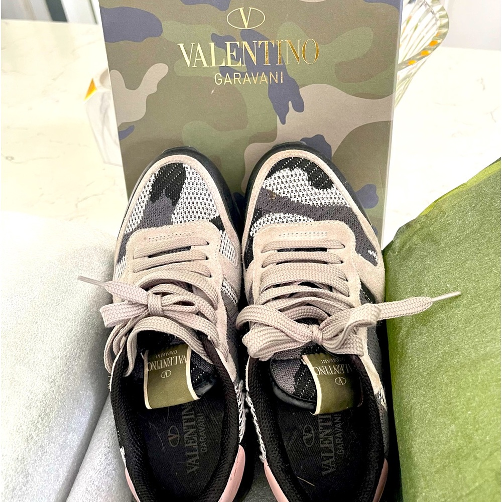 Valentino Garavani Camo Rockrunner Sneakers. Used only once.